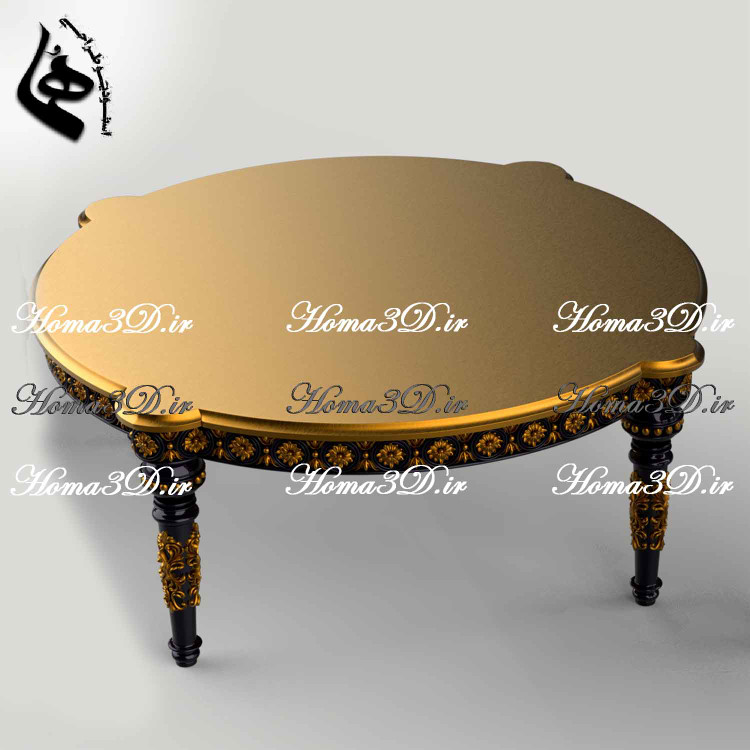 میز جلو مبلی گرد منبتی لوکس، قابل اجرا با CNC تخت و روتاری، فایل STL و برش EPS/DXF، طراحی شده توسط استودیو هما با کیفیت ژورنالی برای نجاران حرفهای.