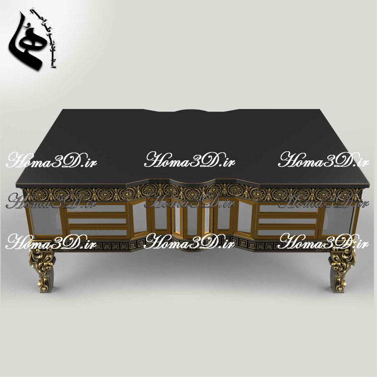 میز جلو مبلی باکسی منبتی مستطیلی، فایل STL حرفهای قابل اجرا با CNC، طراحیشده توسط استودیو هما با فرمتهای برش دقیق و پشتیبانی نرمافزاری.