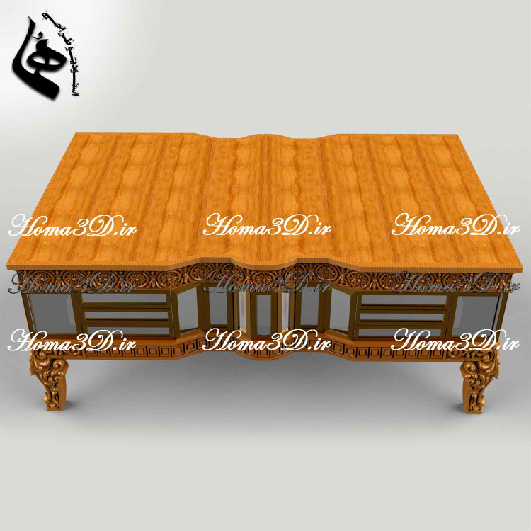 میز جلو مبلی باکسی منبتی مستطیلی، فایل STL حرفهای قابل اجرا با CNC، طراحیشده توسط استودیو هما با فرمتهای برش دقیق و پشتیبانی نرمافزاری.