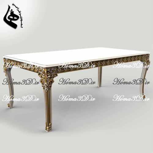 میز غذاخوری منبتی لوکس با طراحی دورتادور ریز و دقیق، فایل STL قابل اجرا با CNC، مناسب نجاری حرفهای و طراحی منبت با نرمافزارهای پیشرفته.