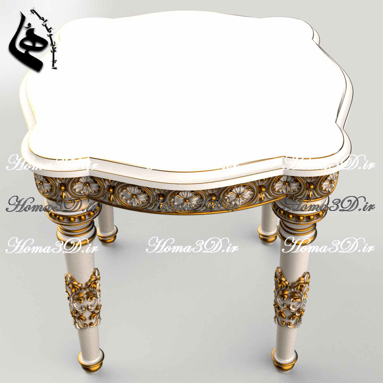 میز عسلی منبتی کلاسیک با فایل STL قابل اجرا در CNC روتاری و تخت، مناسب تولید مبلمان لوکس با طراحی بینقص و آماده دانلود فوری از هما تریدی.