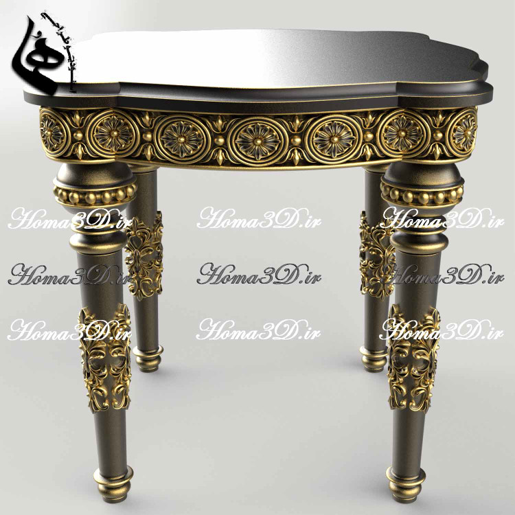 میز عسلی منبتی کلاسیک با فایل STL قابل اجرا در CNC روتاری و تخت، مناسب تولید مبلمان لوکس با طراحی بینقص و آماده دانلود فوری از هما تریدی.