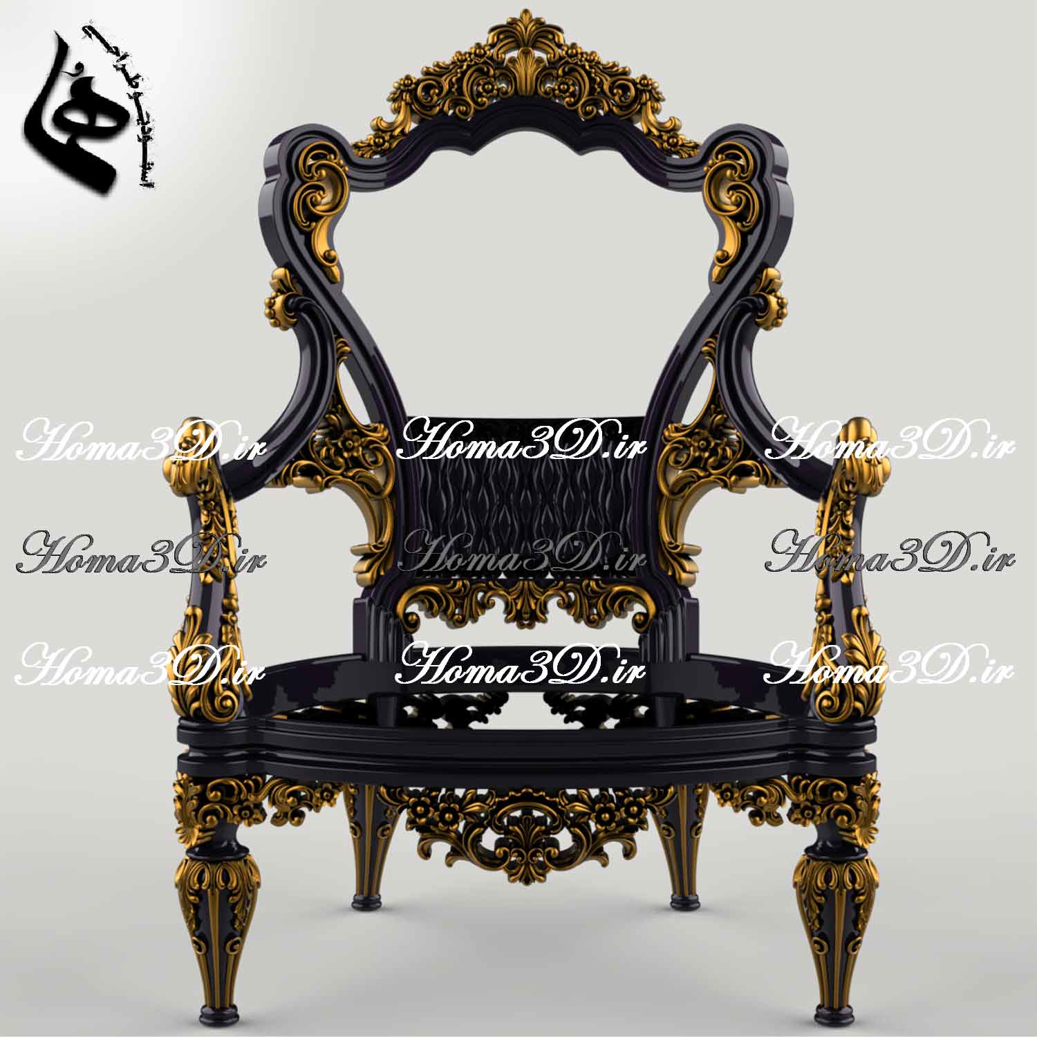 مبل منبت‌کاری شده شیک سلطنتی و استیل | شاهکار طراحی دیجیتال ۳بعدی برای تولید نجاری با CNC
