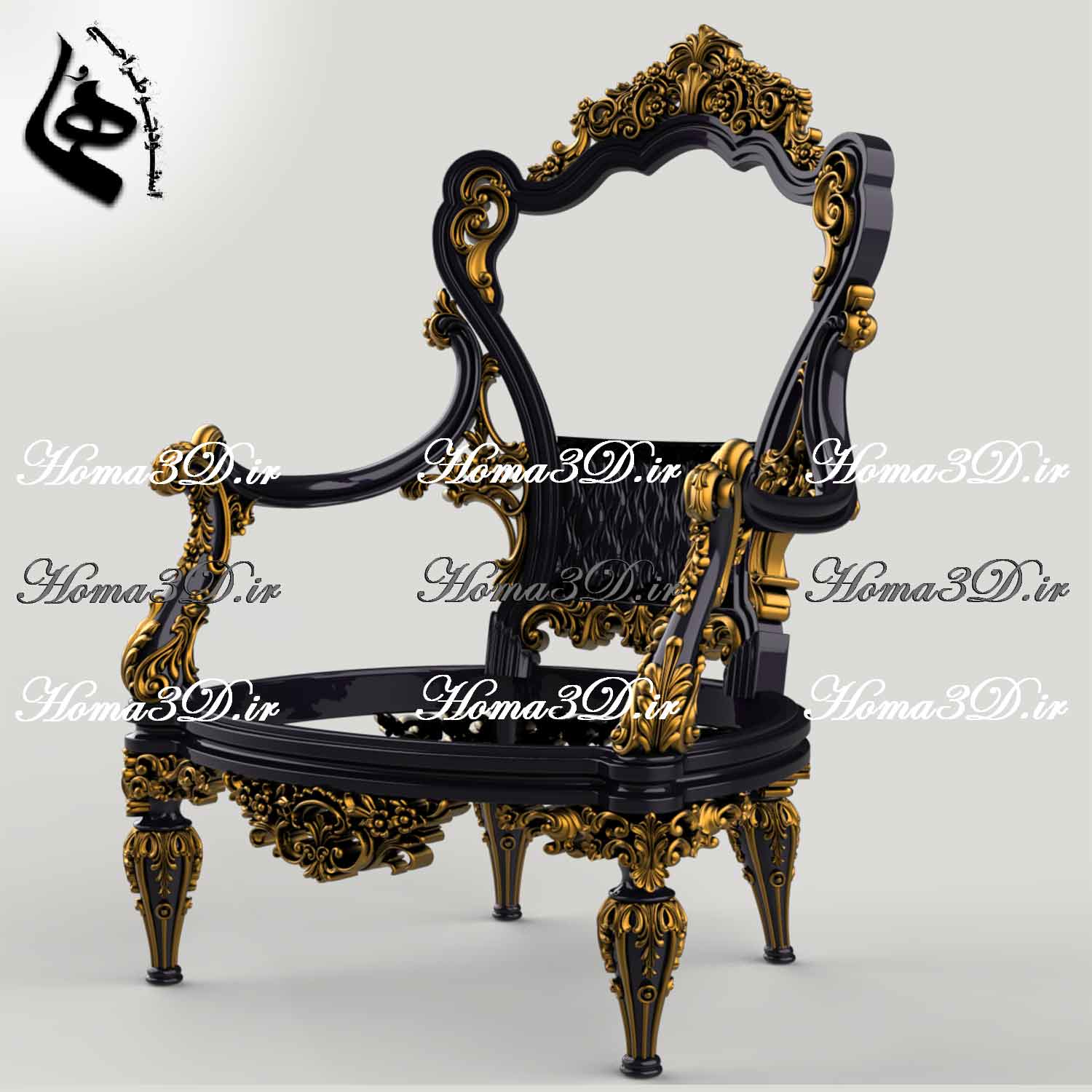 مبل منبت‌کاری شده شیک سلطنتی و استیل | شاهکار طراحی دیجیتال ۳بعدی برای تولید نجاری با CNC