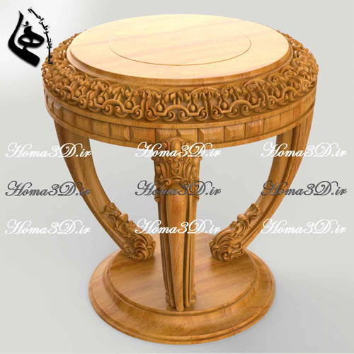 طراحی سهبعدی میز عسلی تمام منبت برای تولید با سیانسی چوب بدون ایراد