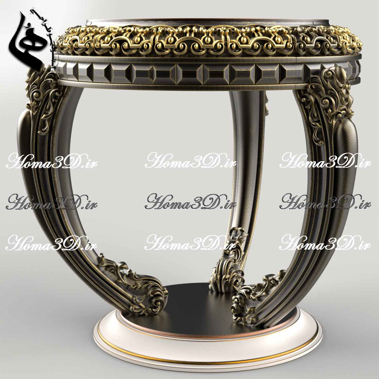 طراحی سهبعدی میز عسلی تمام منبت برای تولید با سیانسی چوب بدون ایراد