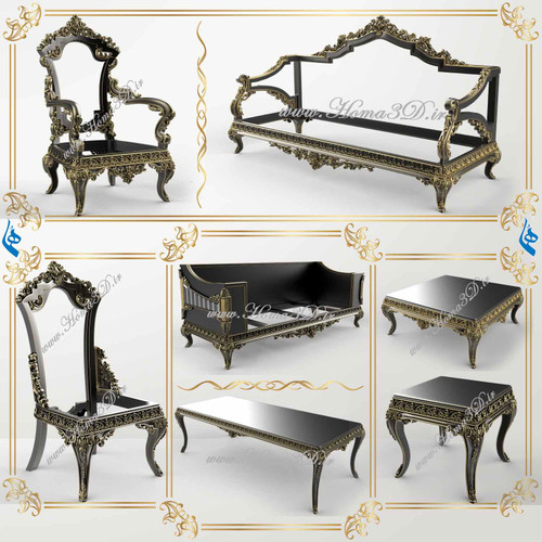 آبجکت مبلمان کلاسیک مایا | دانلود آبجکت مبلمان تمام منبتی ژورنالی ترکیه (اتوکد + CNC)