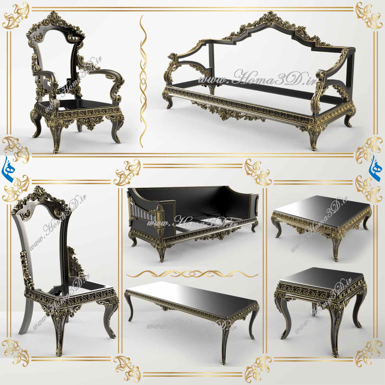 آبجکت مبلمان کلاسیک مایا | دانلود آبجکت مبلمان تمام منبتی ژورنالی ترکیه (اتوکد + CNC)