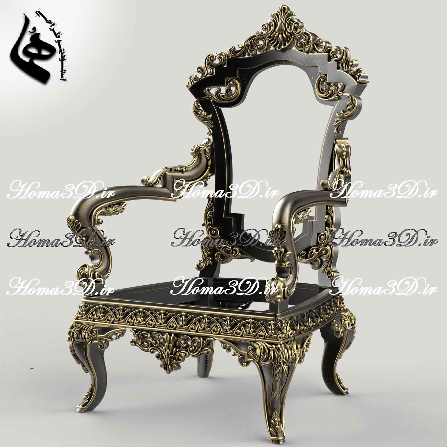 طراحی3بعدی مبل چوبی- آبجکت‌های سه‌بعدی مبلمان – دانلود مدل سه‌بعدی منبتی در استودیو هما