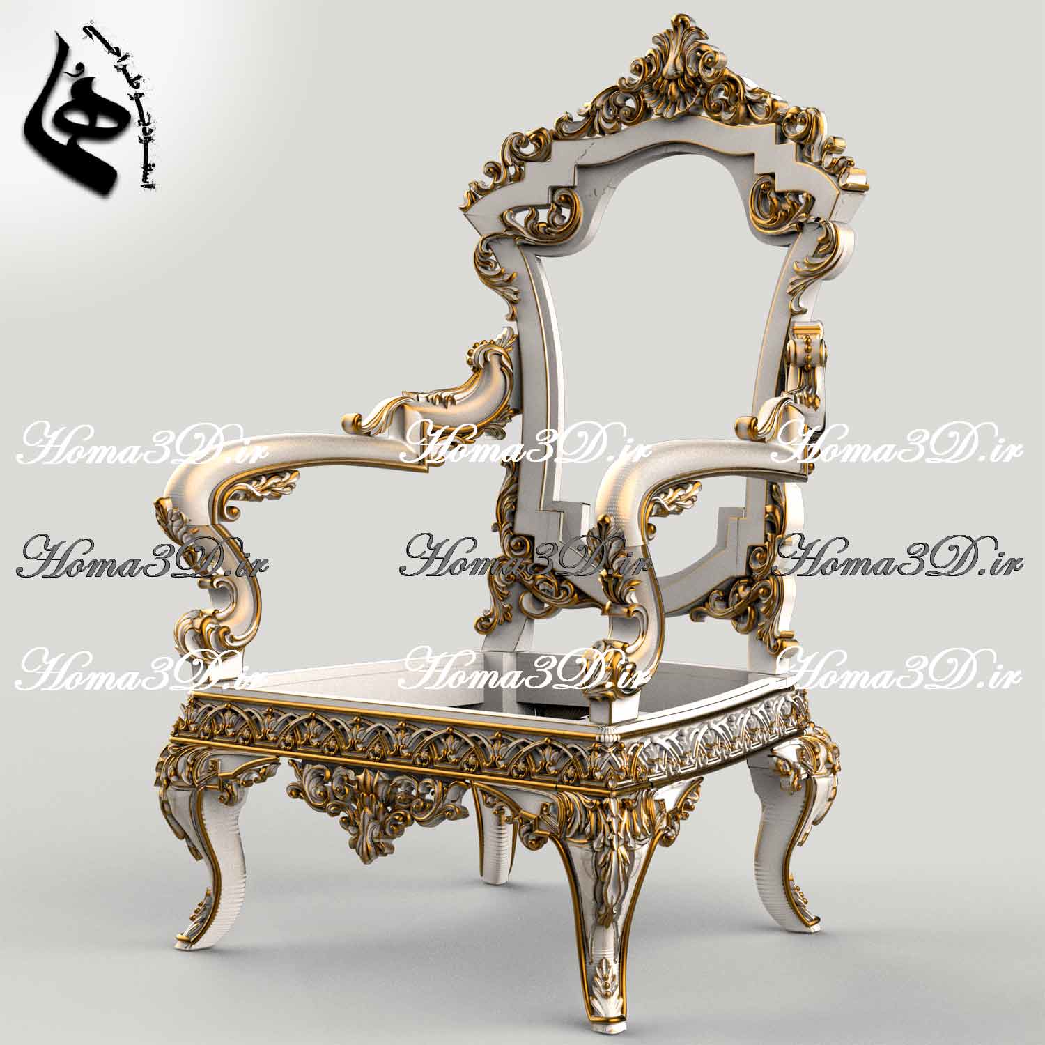 طراحی3بعدی مبل چوبی- آبجکت‌های سه‌بعدی مبلمان – دانلود مدل سه‌بعدی منبتی در استودیو هما