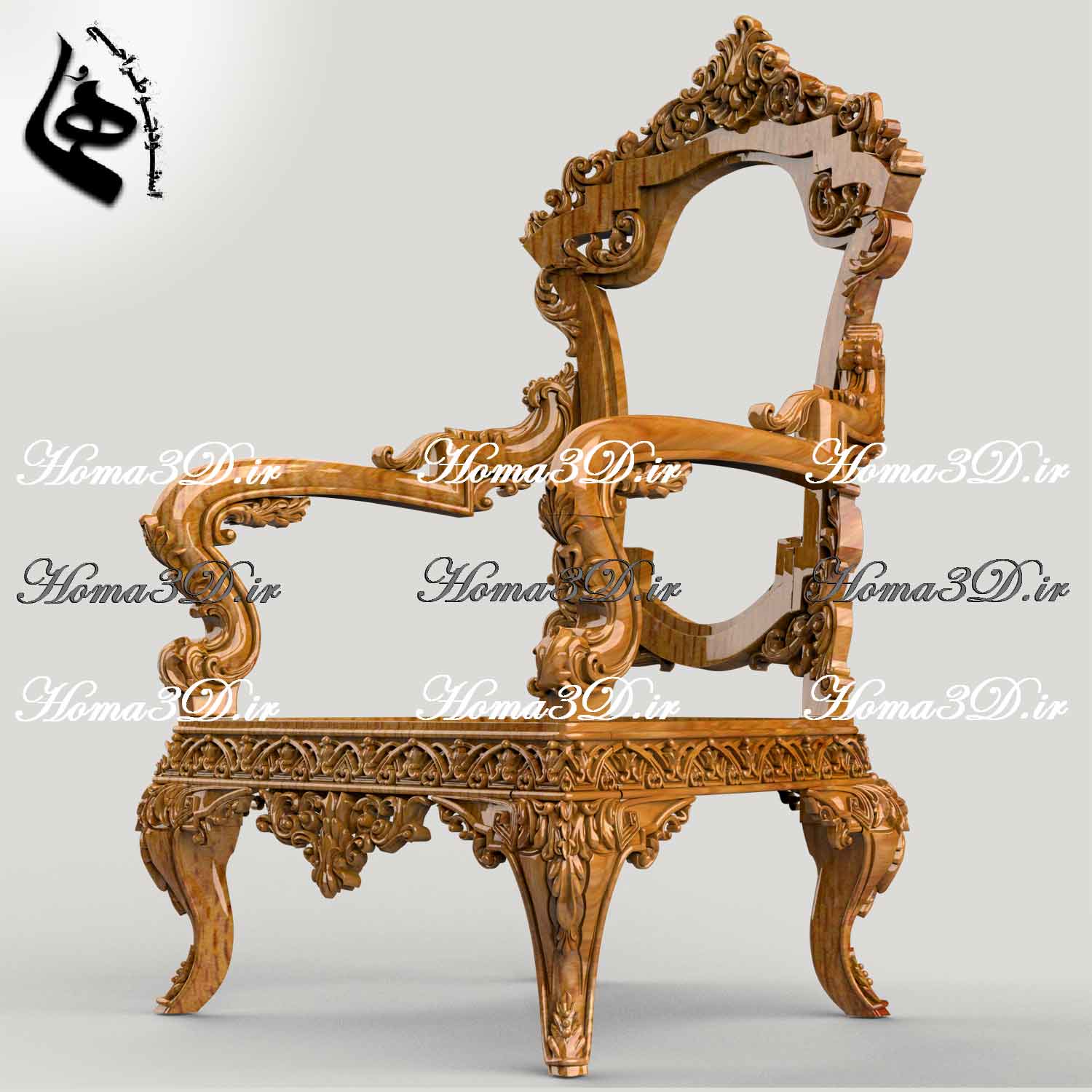 طراحی3بعدی مبل چوبی- آبجکت‌های سه‌بعدی مبلمان – دانلود مدل سه‌بعدی منبتی در استودیو هما