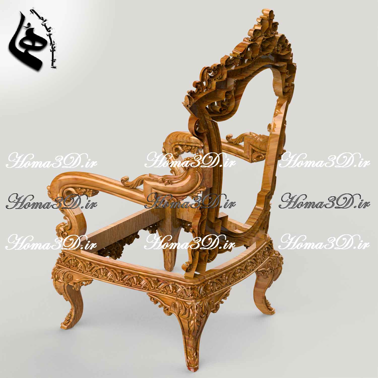 طراحی3بعدی مبل چوبی- آبجکت‌های سه‌بعدی مبلمان – دانلود مدل سه‌بعدی منبتی در استودیو هما