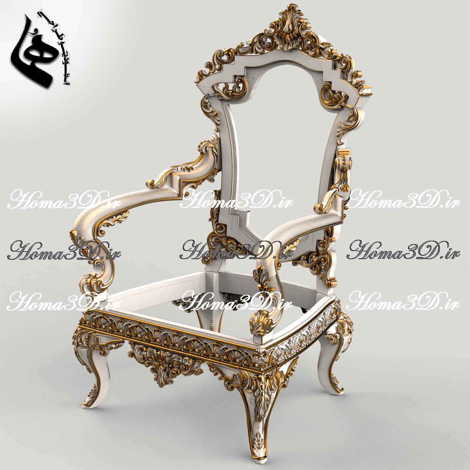 طراحی3بعدی مبل چوبی- آبجکت‌های سه‌بعدی مبلمان – دانلود مدل سه‌بعدی منبتی در استودیو هما