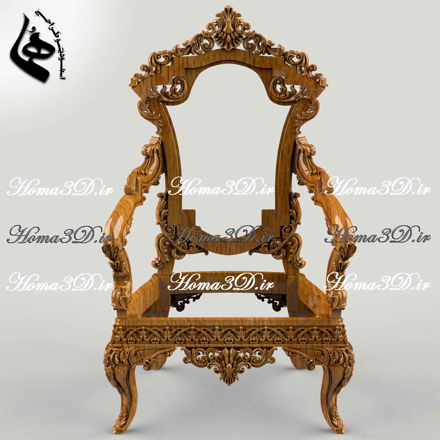 طراحی3بعدی مبل چوبی- آبجکت‌های سه‌بعدی مبلمان – دانلود مدل سه‌بعدی منبتی در استودیو هما
