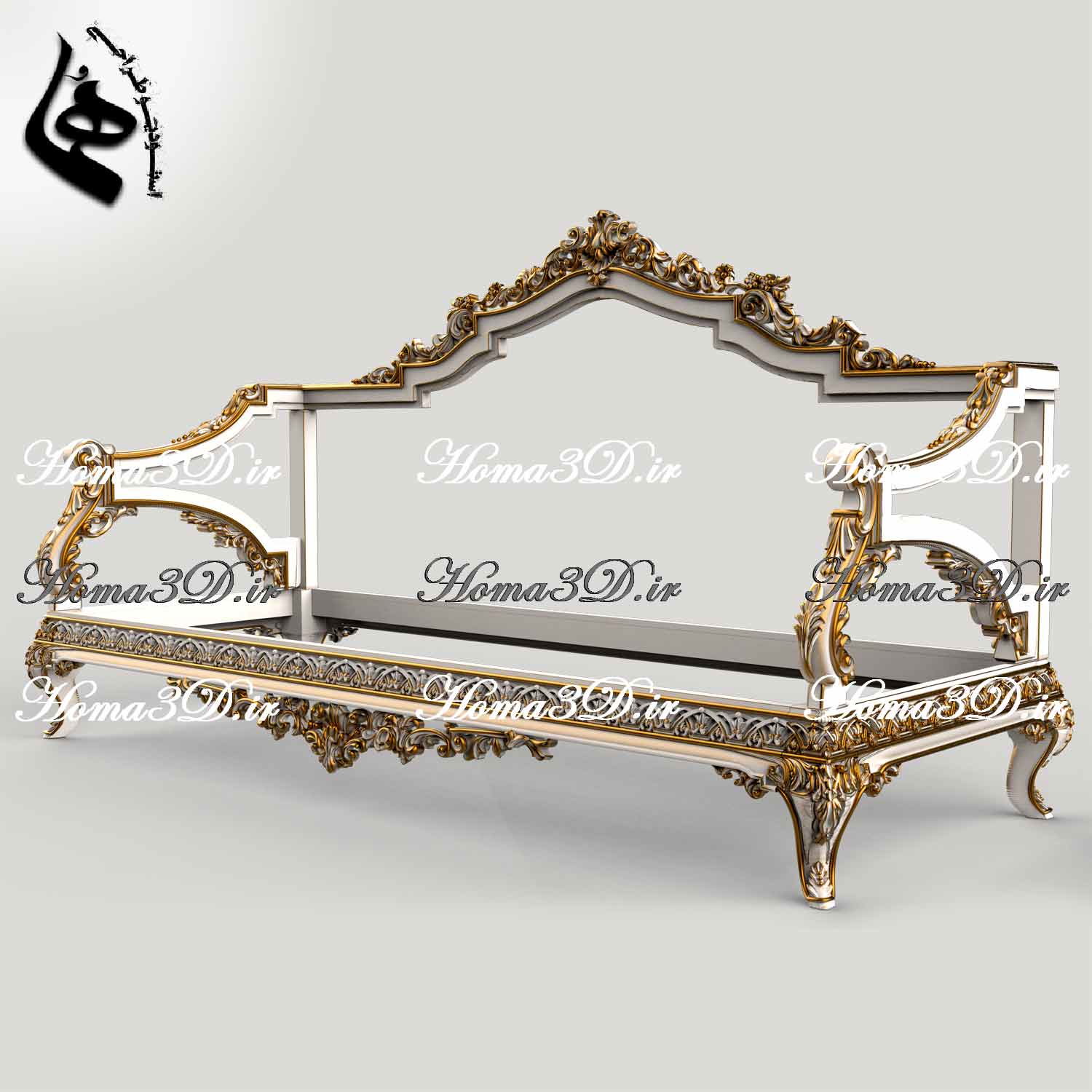 کاناپه چوبی منبتی | طراحی ژورنالی به‌روز ویژه تولید با CNC | خرید فایل سه‌بعدی STL