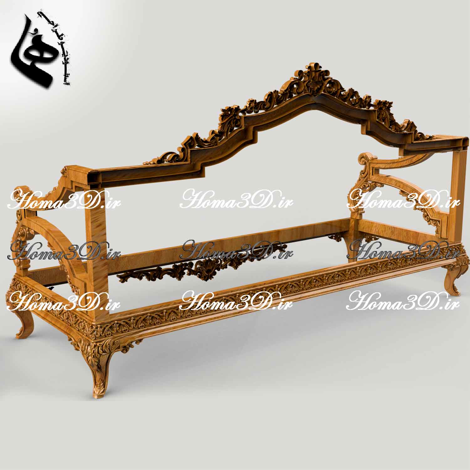 کاناپه چوبی منبتی | طراحی ژورنالی به‌روز ویژه تولید با CNC | خرید فایل سه‌بعدی STL