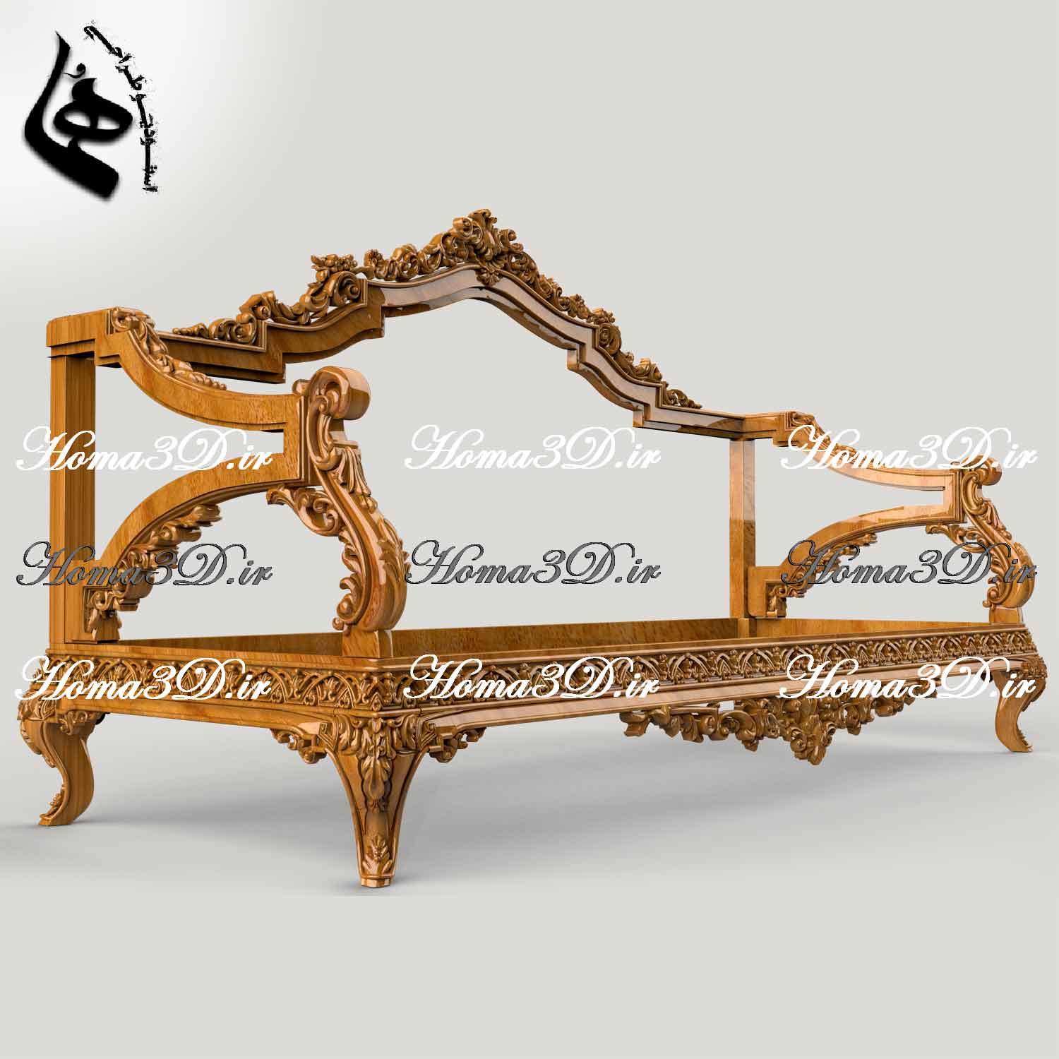 کاناپه چوبی منبتی | طراحی ژورنالی به‌روز ویژه تولید با CNC | خرید فایل سه‌بعدی STL