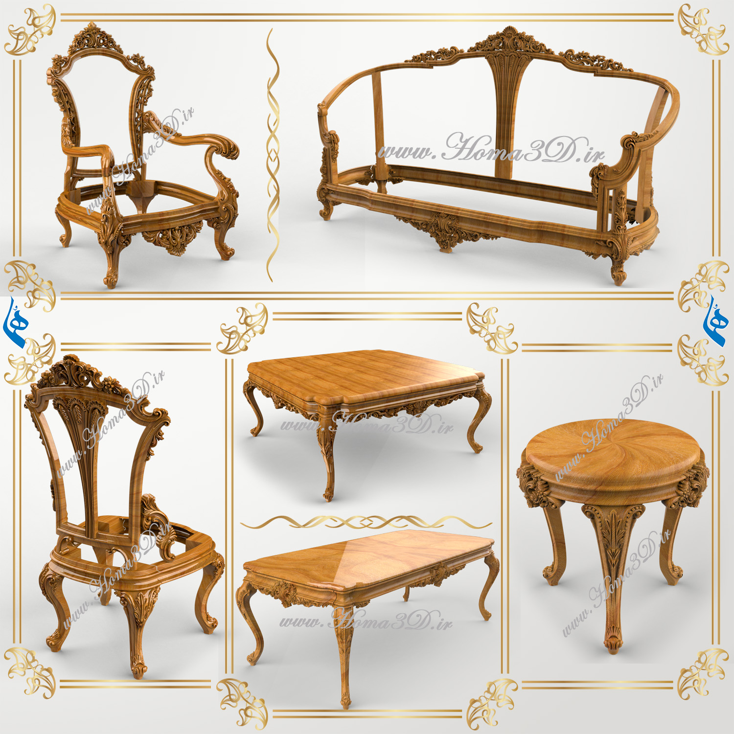 خرید فایل سه‌بعدی نجاری برای CNC با فرمت STL همراه با فایل قالب‌گیری DXF