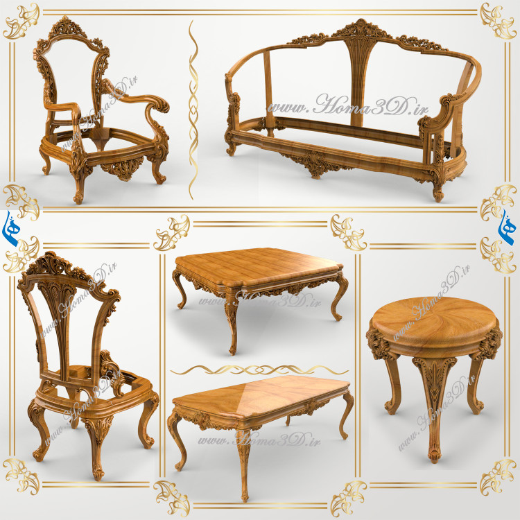 خرید فایل سهبعدی نجاری برای CNC با فرمت STL همراه با فایل قالبگیری DXF