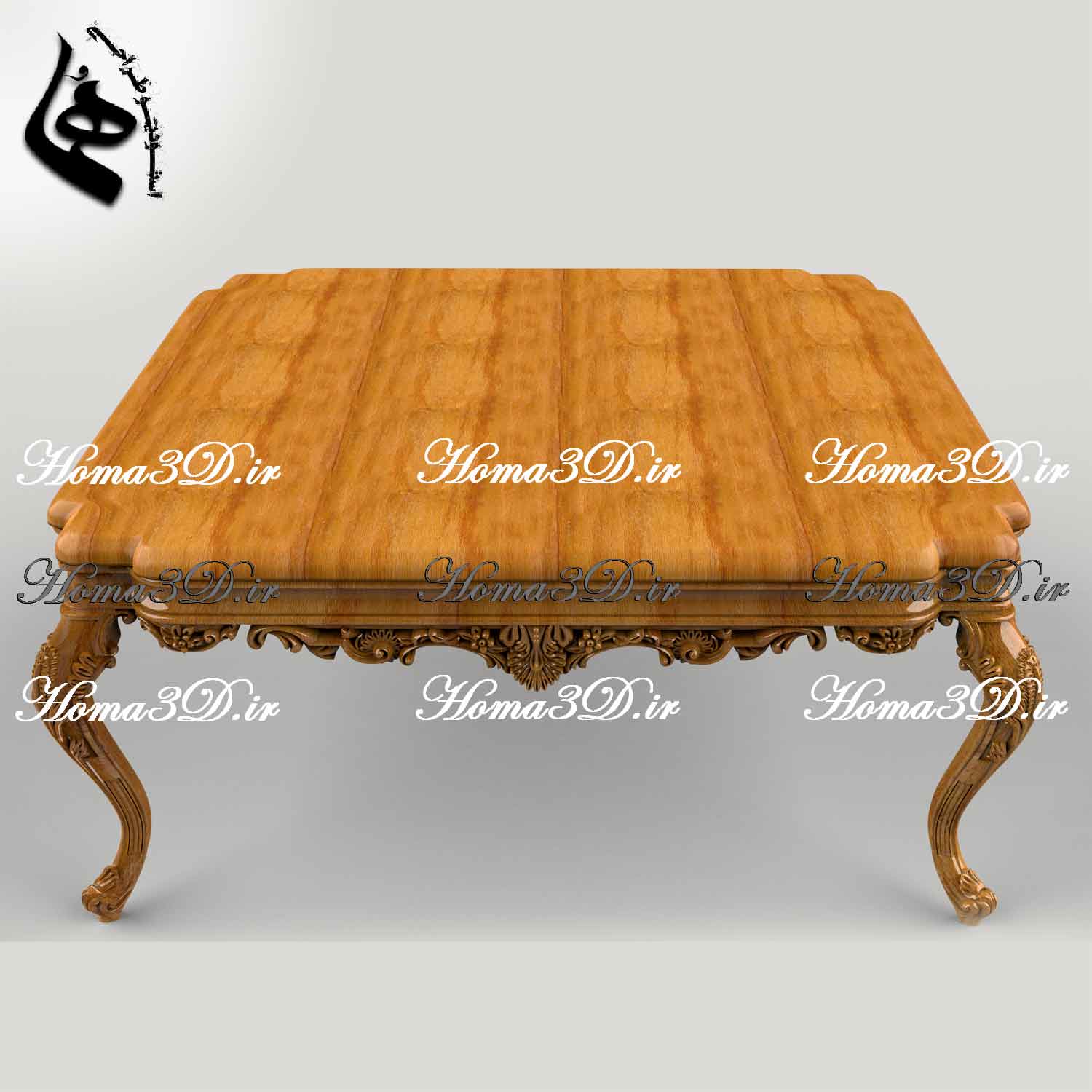 میزجلومبلی منبتی سلطنتی-طراحی ۳بعدی منبت – منبت‌کاری سنتی و کامپیوتری – تولید با CNC تخت و
