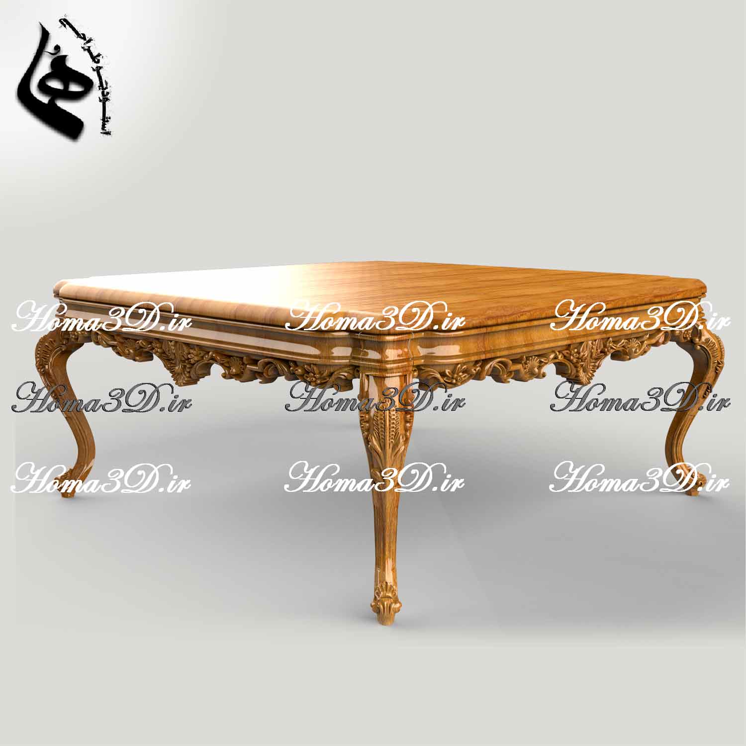میزجلومبلی منبتی سلطنتی-طراحی ۳بعدی منبت – منبت‌کاری سنتی و کامپیوتری – تولید با CNC تخت و