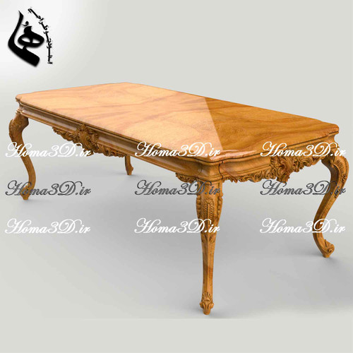 مدل سهبعدی میز ناهارخوری ژورنالی ترکیه طراحی ۳بعدی برای تولید مبلمان – منبتکاری سنتی و CNC تخت و روتاری