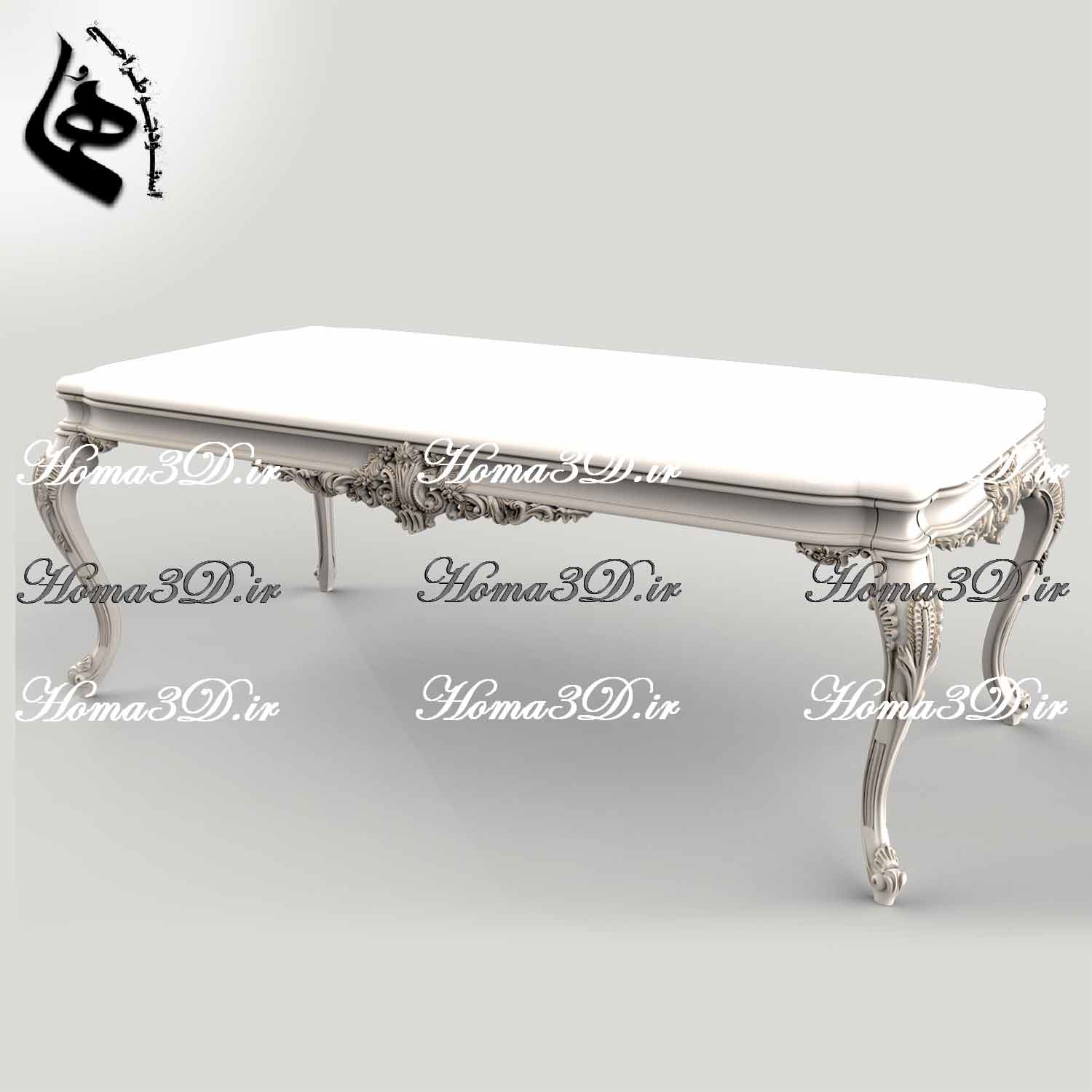 مدل سه‌بعدی میز ناهارخوری ژورنالی ترکیه طراحی ۳بعدی برای تولید مبلمان – منبت‌کاری سنتی و CNC تخت و روتاری