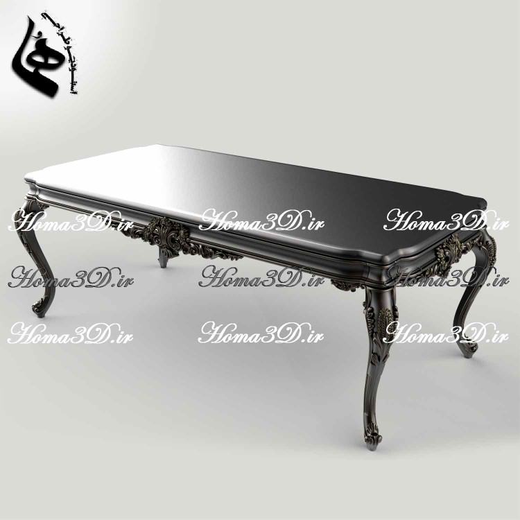 مدل سهبعدی میز ناهارخوری ژورنالی ترکیه طراحی ۳بعدی برای تولید مبلمان – منبتکاری سنتی و CNC تخت و روتاری