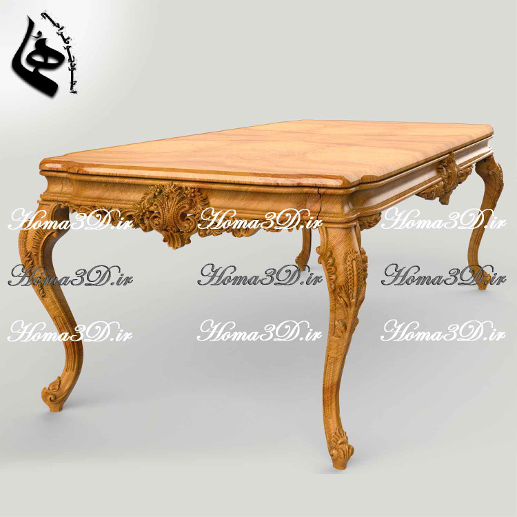 مدل سهبعدی میز ناهارخوری ژورنالی ترکیه طراحی ۳بعدی برای تولید مبلمان – منبتکاری سنتی و CNC تخت و روتاری