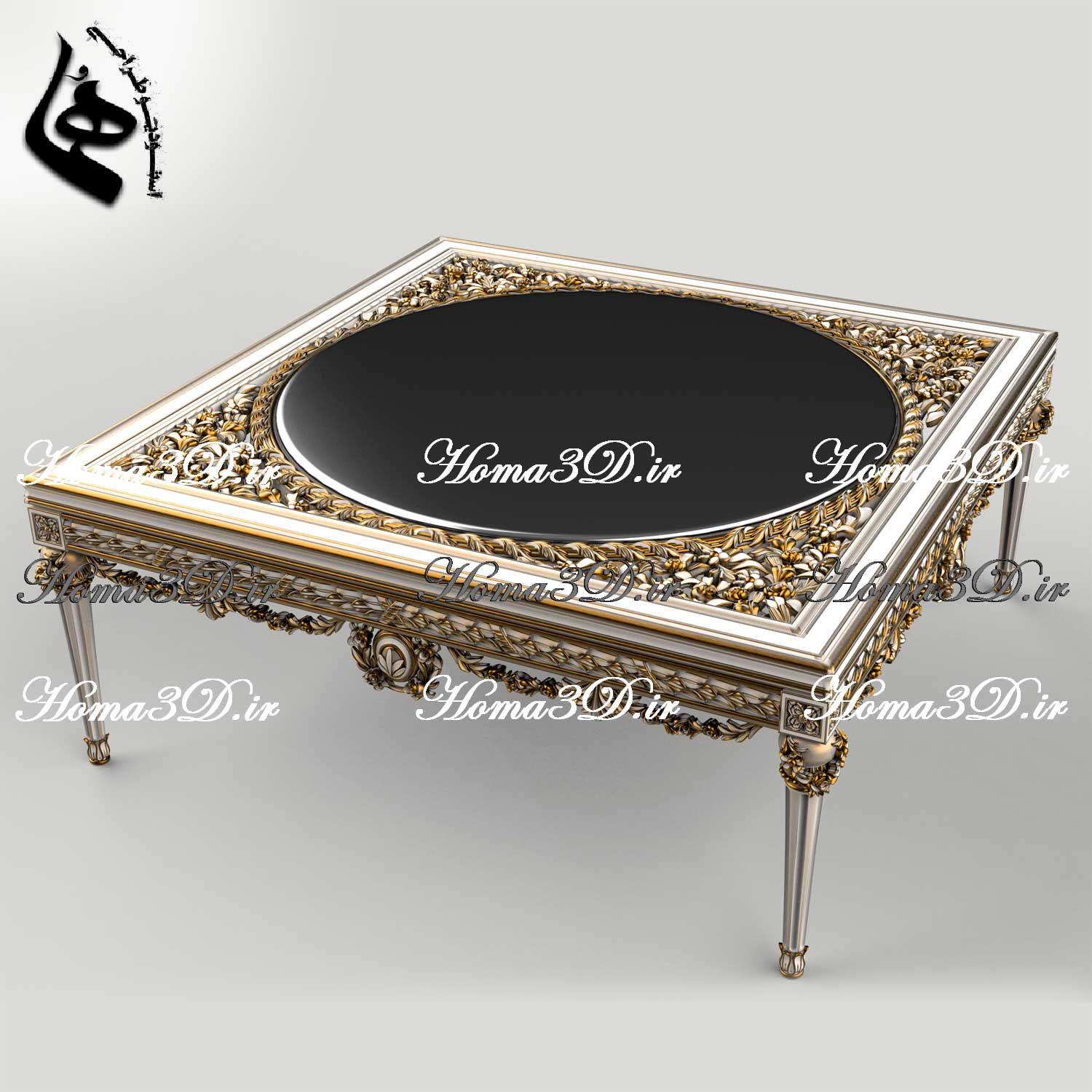 فایل طراحی سه‌بعدی مبلمان مصری با منبت دو‌رو لوکس، مناسب CNC تخت و روتاری؛ دانلود سریع با فرمت STL و وکتور EPS، JPG، DXF. طراحی اختصاصی استودیو هما.
