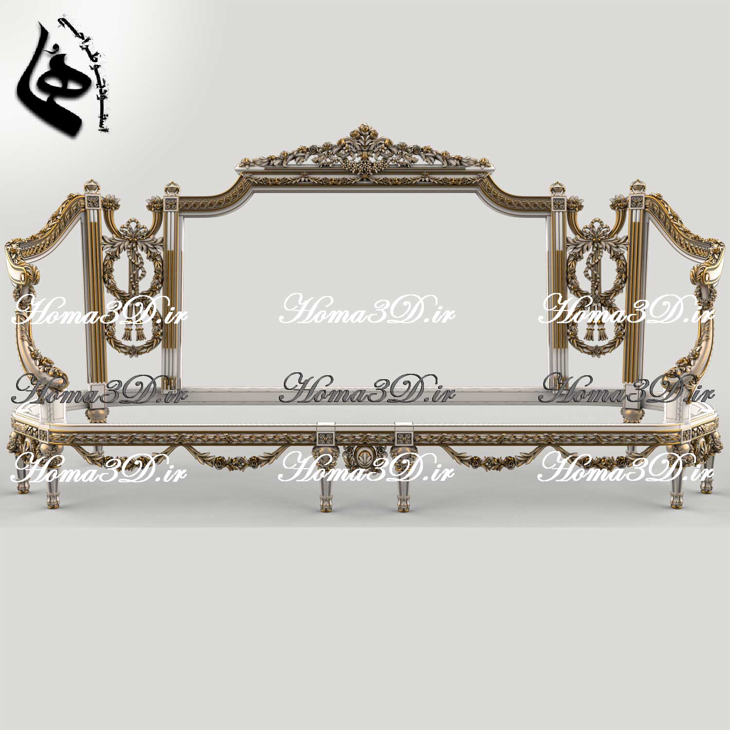 فایل طراحی سه‌بعدی مبلمان مصری با منبت دو‌رو لوکس، مناسب CNC تخت و روتاری؛ دانلود سریع با فرمت STL و وکتور EPS، JPG، DXF. طراحی اختصاصی استودیو هما.