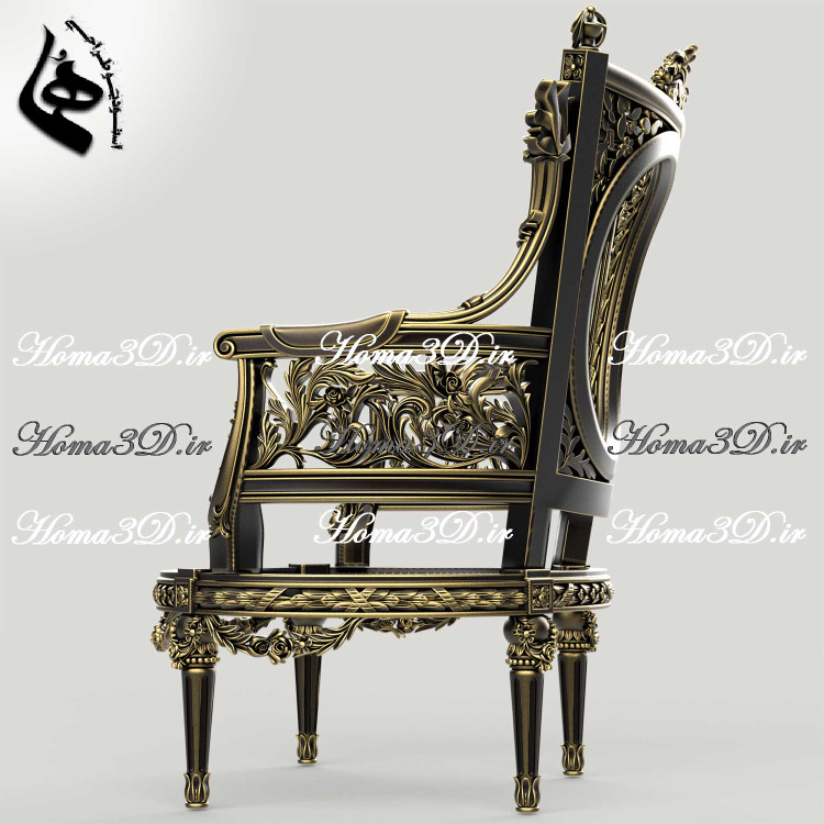 فایل3بعدی مبل سلطنتی45-فایل طراحی سهبعدی مبل پر منبت مصری دورو لوکس؛ فایل دیجیتال آماده