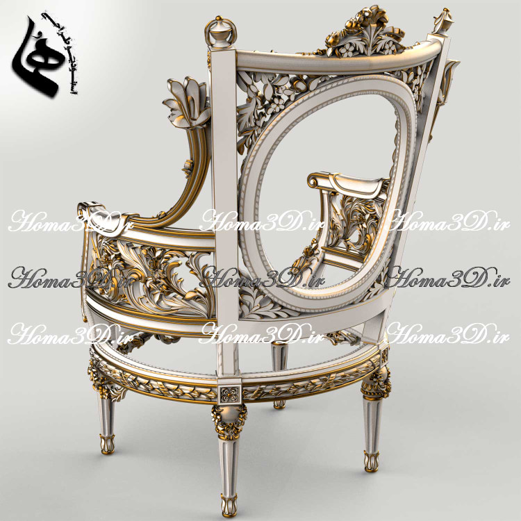 فایل3بعدی مبل سلطنتی45-فایل طراحی سهبعدی مبل پر منبت مصری دورو لوکس؛ فایل دیجیتال آماده