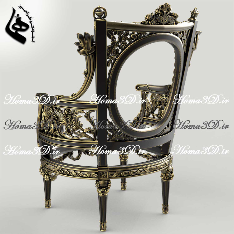 فایل3بعدی مبل سلطنتی45-فایل طراحی سهبعدی مبل پر منبت مصری دورو لوکس؛ فایل دیجیتال آماده