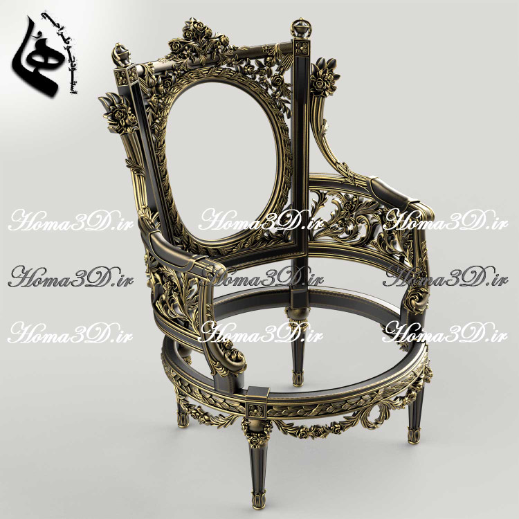 فایل3بعدی مبل سلطنتی45-فایل طراحی سهبعدی مبل پر منبت مصری دورو لوکس؛ فایل دیجیتال آماده