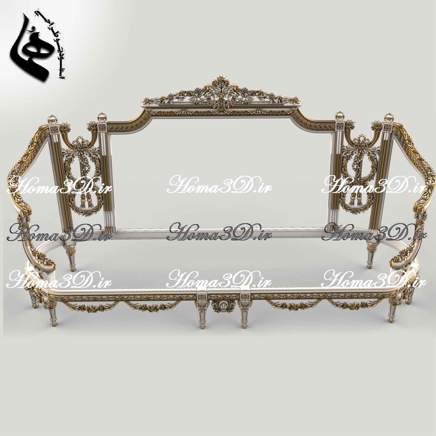 کاناپه2رو منبت لوکس مصری-فایل سه‌بعدی کاناپه مصری جدید؛ فایل دیجیتال آماده اجرا با CNC تخت