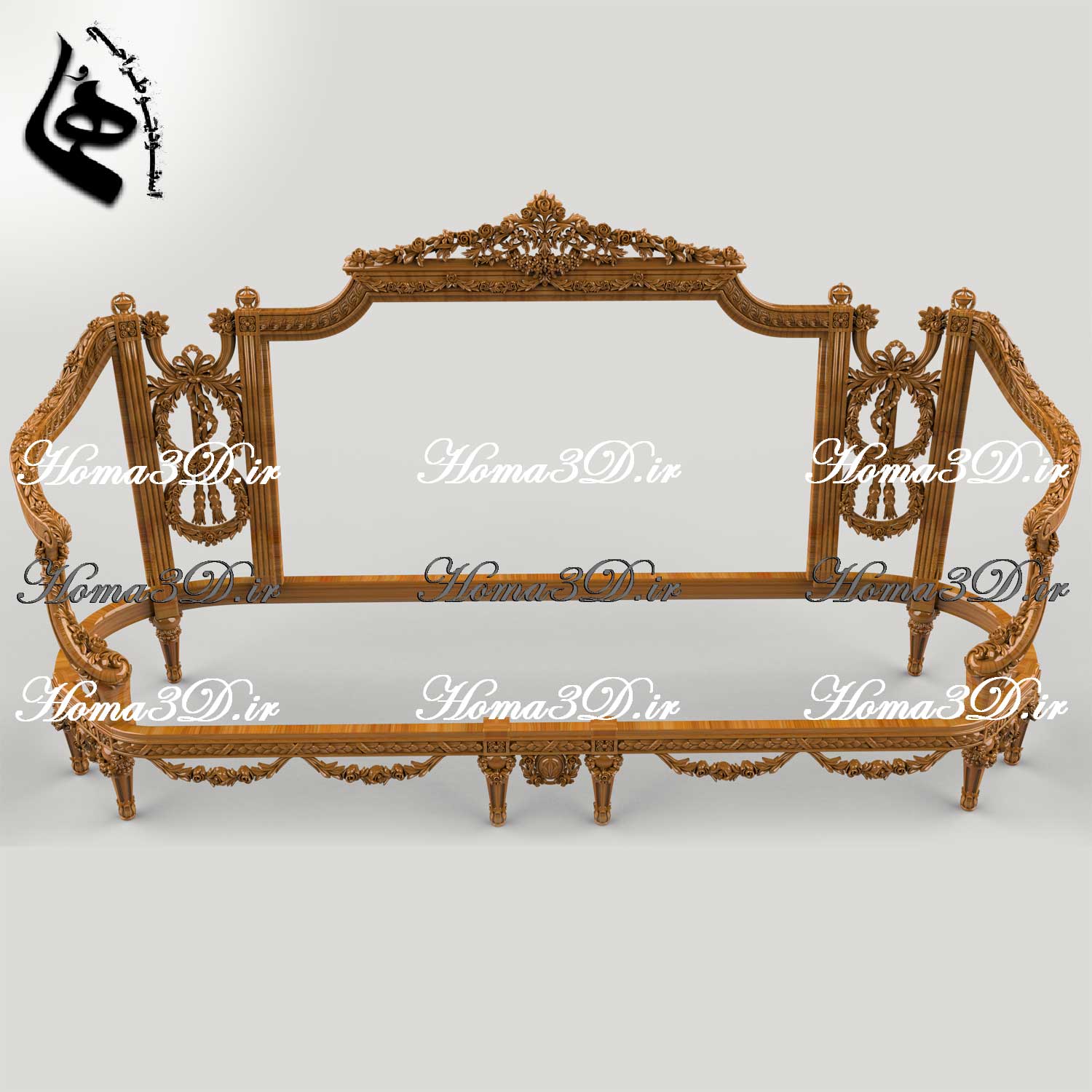 کاناپه2رو منبت لوکس مصری-فایل سه‌بعدی کاناپه مصری جدید؛ فایل دیجیتال آماده اجرا با CNC تخت