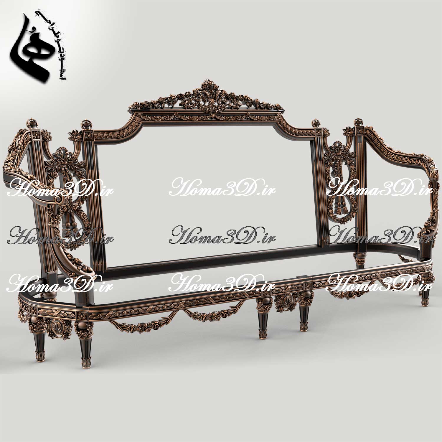 کاناپه2رو منبت لوکس مصری-فایل سه‌بعدی کاناپه مصری جدید؛ فایل دیجیتال آماده اجرا با CNC تخت