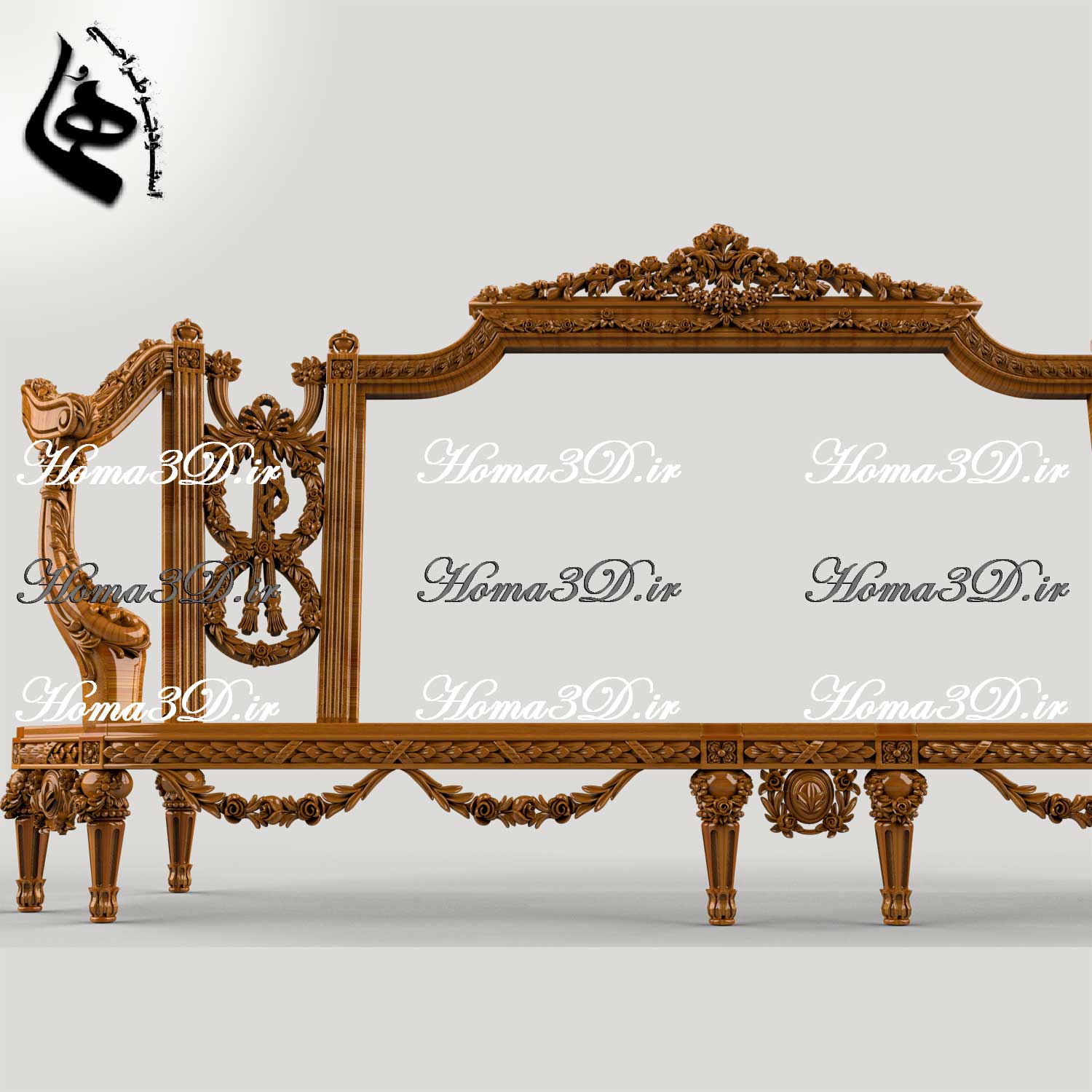 کاناپه2رو منبت لوکس مصری-فایل سه‌بعدی کاناپه مصری جدید؛ فایل دیجیتال آماده اجرا با CNC تخت