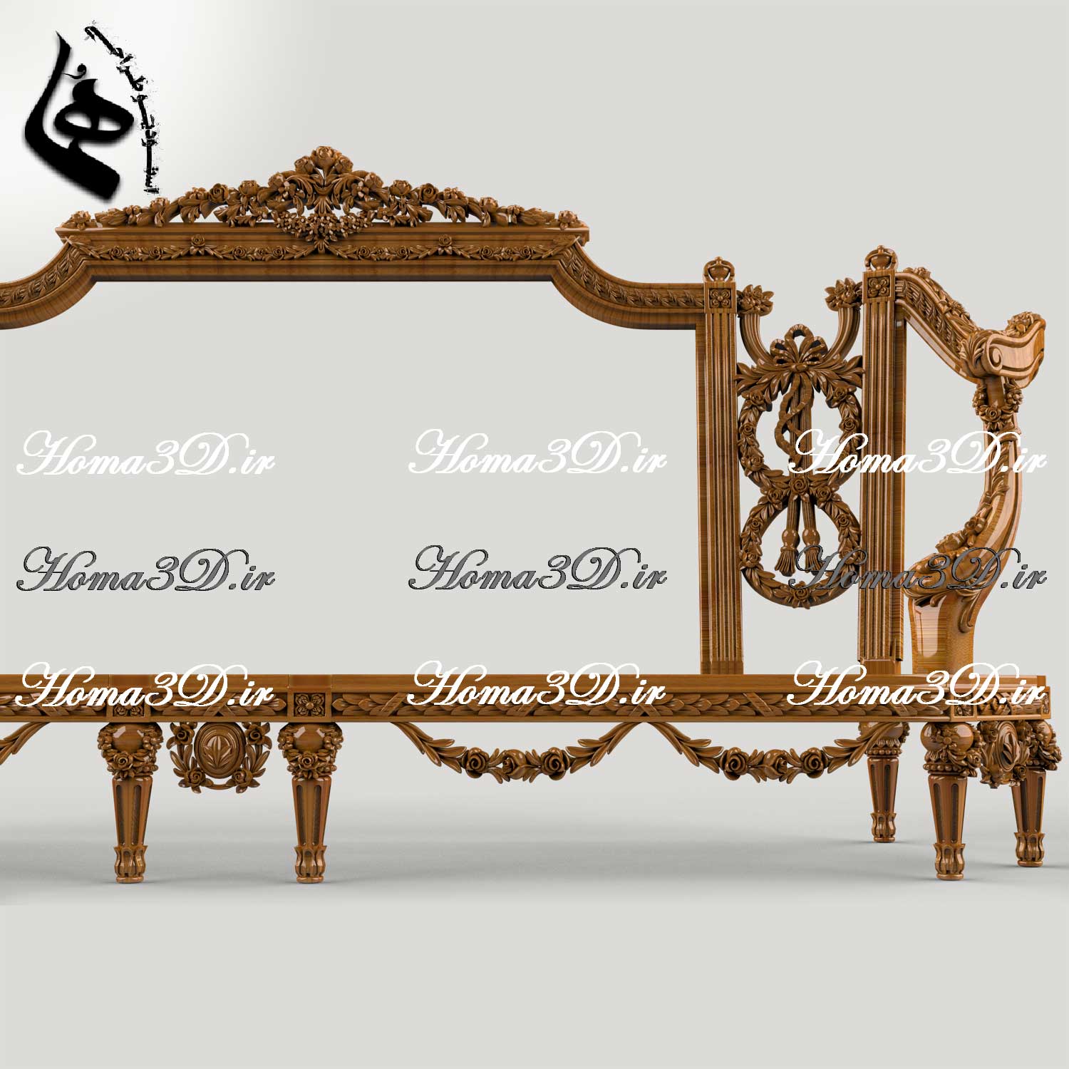 کاناپه2رو منبت لوکس مصری-فایل سه‌بعدی کاناپه مصری جدید؛ فایل دیجیتال آماده اجرا با CNC تخت