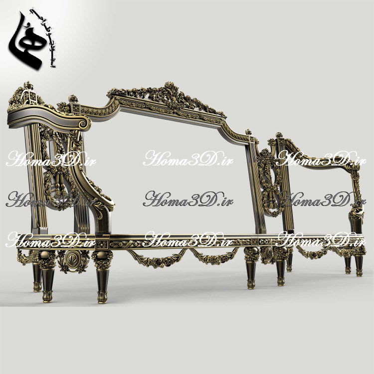 کاناپه2رو منبت لوکس مصری-فایل سهبعدی کاناپه مصری جدید؛ فایل دیجیتال آماده اجرا با CNC تخت