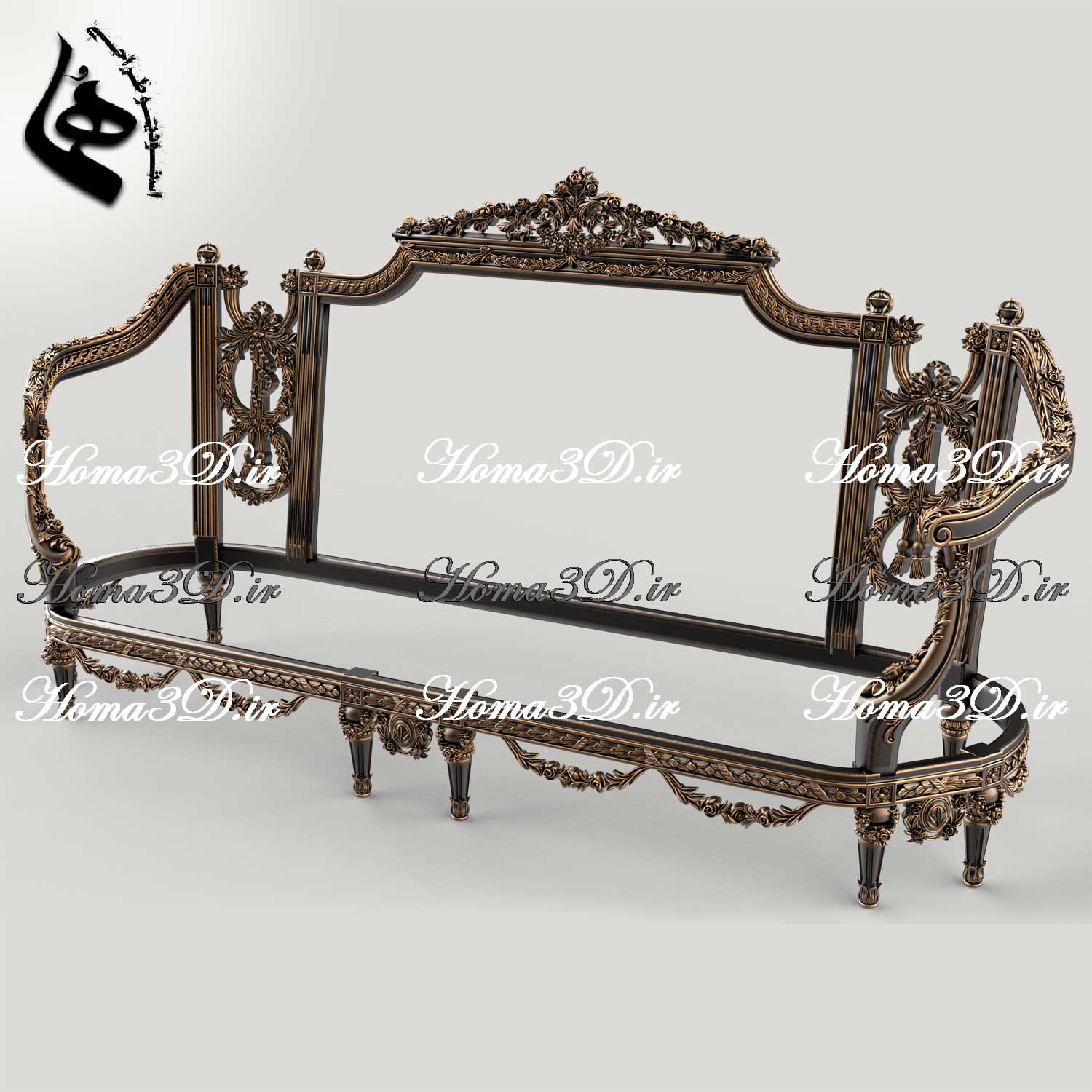 کاناپه2رو منبت لوکس مصری-فایل سه‌بعدی کاناپه مصری جدید؛ فایل دیجیتال آماده اجرا با CNC تخت