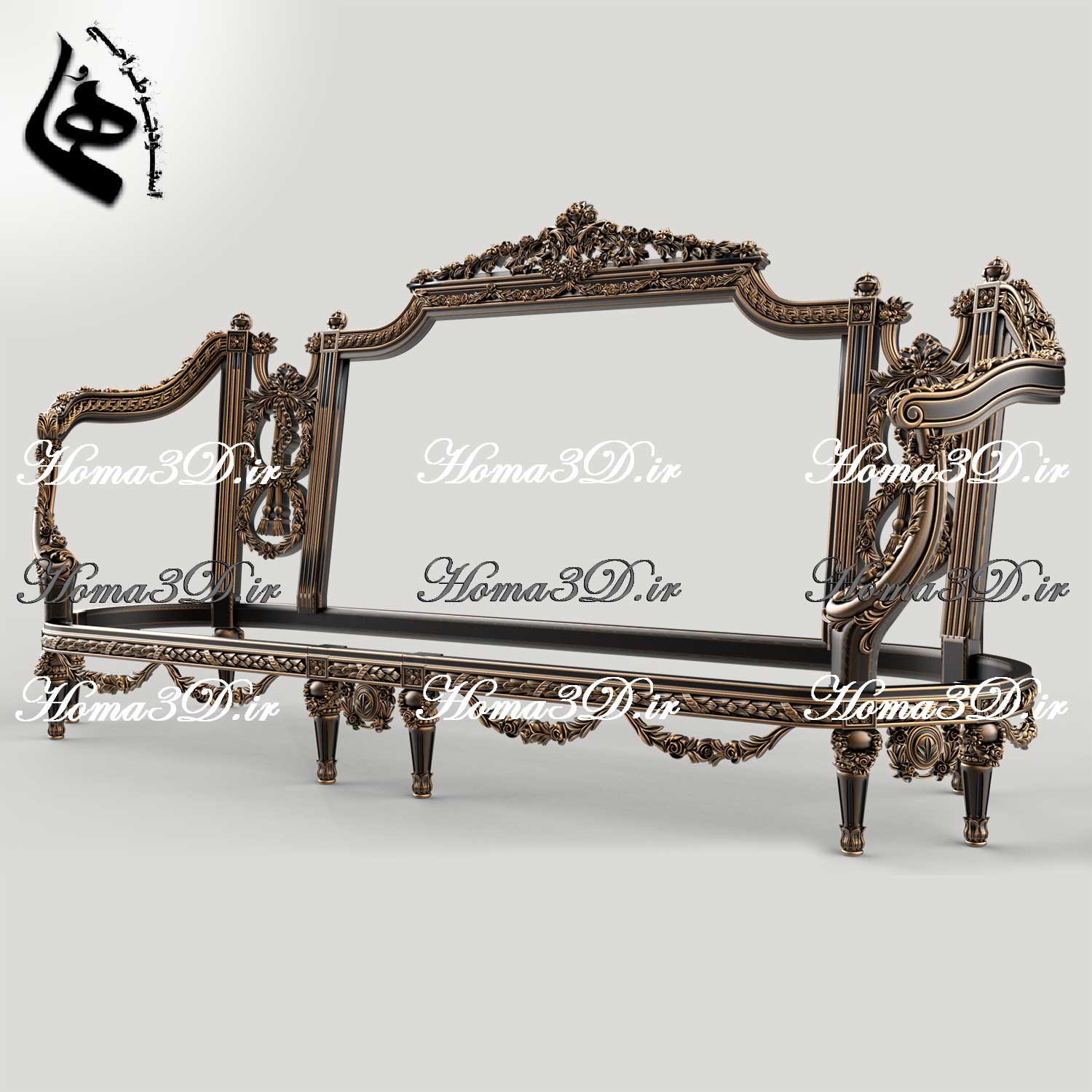 کاناپه2رو منبت لوکس مصری-فایل سه‌بعدی کاناپه مصری جدید؛ فایل دیجیتال آماده اجرا با CNC تخت