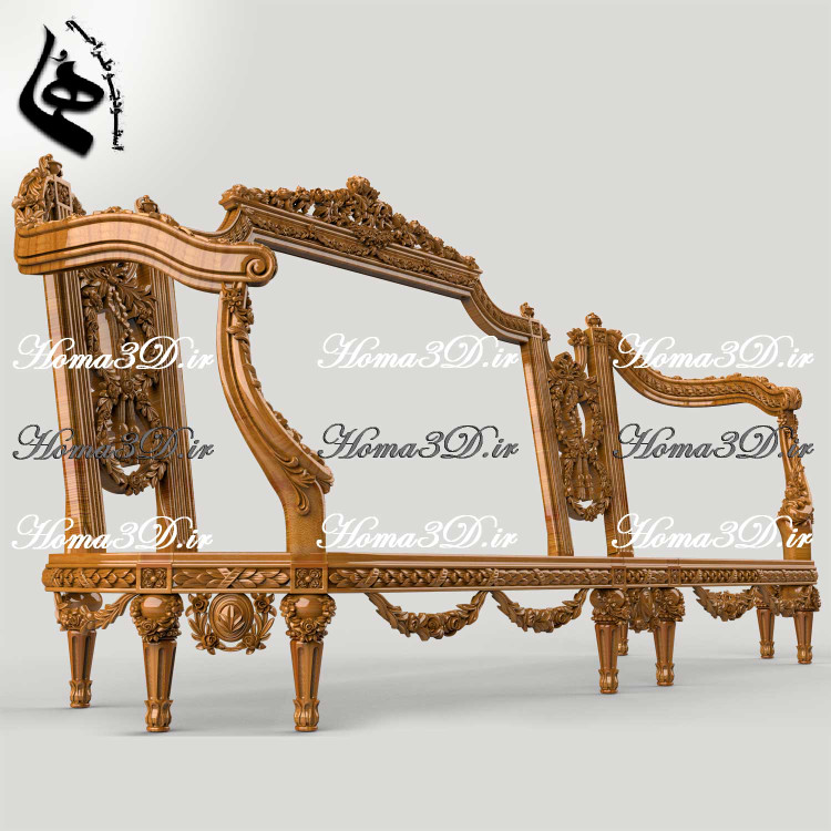 کاناپه2رو منبت لوکس مصری-فایل سهبعدی کاناپه مصری جدید؛ فایل دیجیتال آماده اجرا با CNC تخت