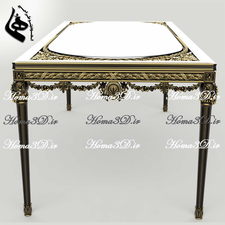 میزناهارخوری تمام منبت-فایل سهبعدی مجازی میز ناهارخوری مستطیلی مکعبی لوکس مصری پر منبت