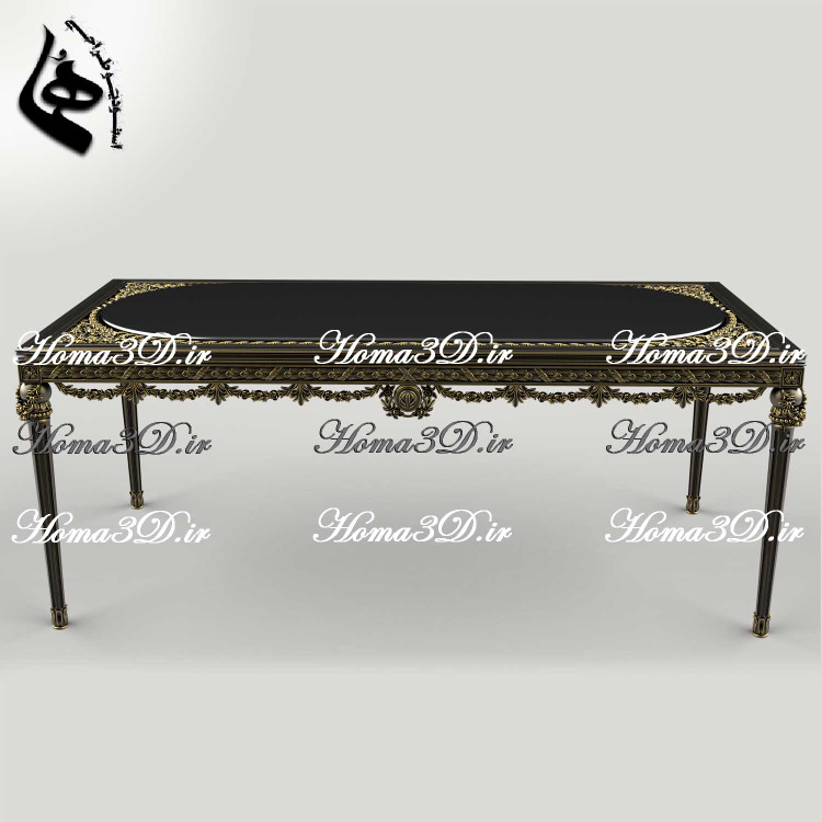 میزناهارخوری تمام منبت-فایل سهبعدی مجازی میز ناهارخوری مستطیلی مکعبی لوکس مصری پر منبت
