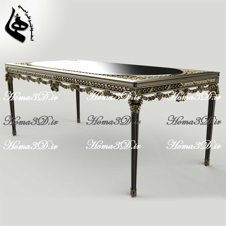 میزناهارخوری تمام منبت-فایل سهبعدی مجازی میز ناهارخوری مستطیلی مکعبی لوکس مصری پر منبت