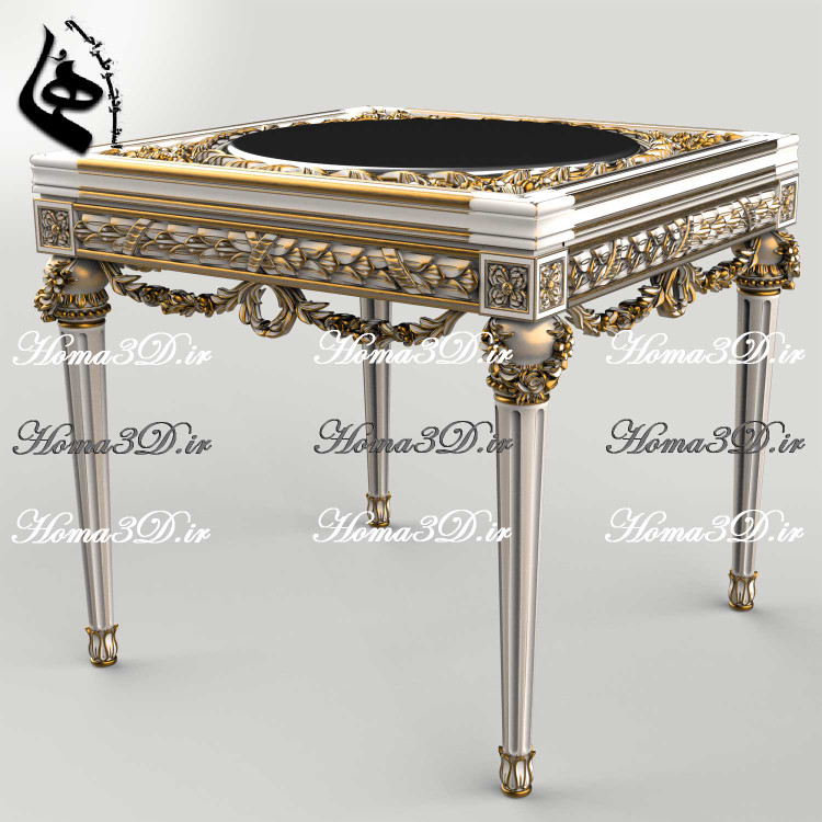 میزعسلی منبتی سلطنتی-فایل سهبعدی مجازی میز عسلی مستطیلی مکعبی لوکس مصری پر منبت
