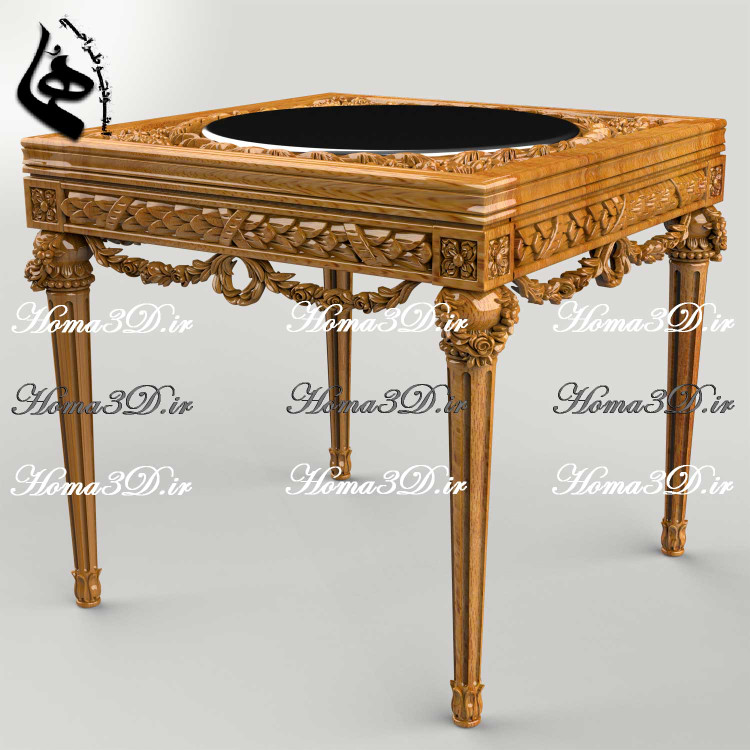 میزعسلی منبتی سلطنتی-فایل سهبعدی مجازی میز عسلی مستطیلی مکعبی لوکس مصری پر منبت