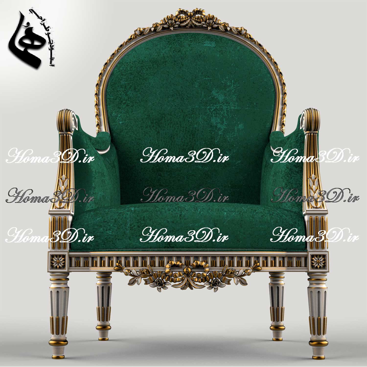 طراحی سه‌بعدی و فایل کامپیوتری مبل پشت گرد منبت جدید با قالب مدرن جهت تولید با سی‌ان‌سی